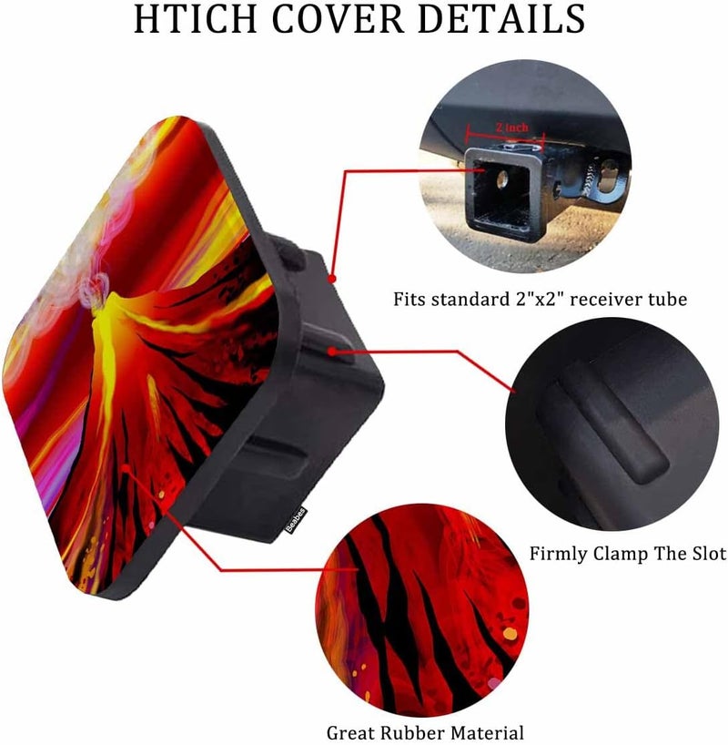 Beabes Tow Hitch Covers Volcano, Volcano Eruption Lava and Smoky Auto 2 Inch Trailer Hitch Cover Plug Cap Insert Receiver Tube Hitch Covers for Most Cars Trucks SUVs, Orange Red - Image 3